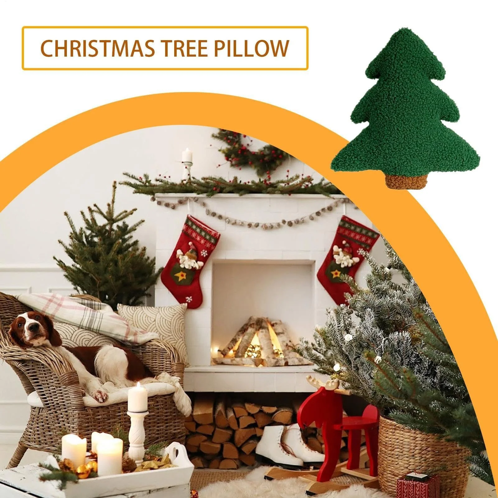 Weihnachtsbaum-Dekokissen 30×25 cm – Plüschkissen, weich & formstabil, grün